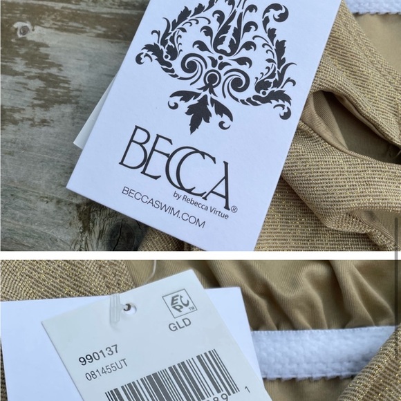 Nwt Becca gold deep-v bathing suit size XL - Picture 4 of 4